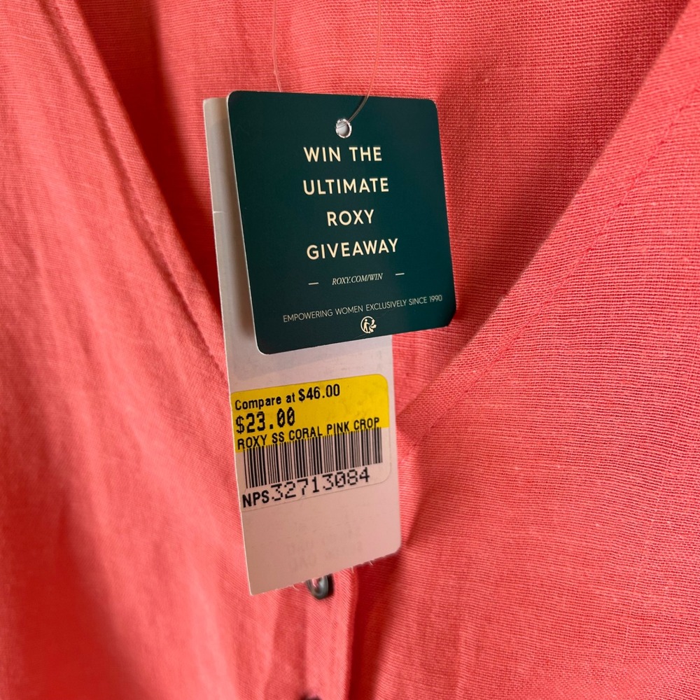 NWT Roxy Women's XL Sweeter Than This Button Up Tie Front Ruffle Sleeve Top - Picture 5 of 15